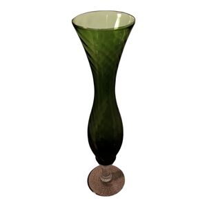 Vintage Empoli Elegant Green Glass Vase 10" H x 2.5" W